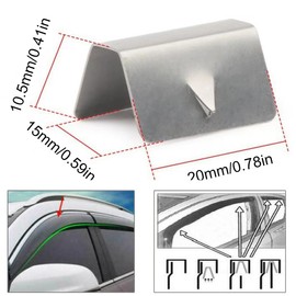 WMUVAZA Rain Wind Deflector Clip, Pack of 10 Wind Deflector Clips, Car Wind Rain Deflector Channel Mounting Brackets, Stainless Steel Wind Deflector Mounting Clips, Steel Colour