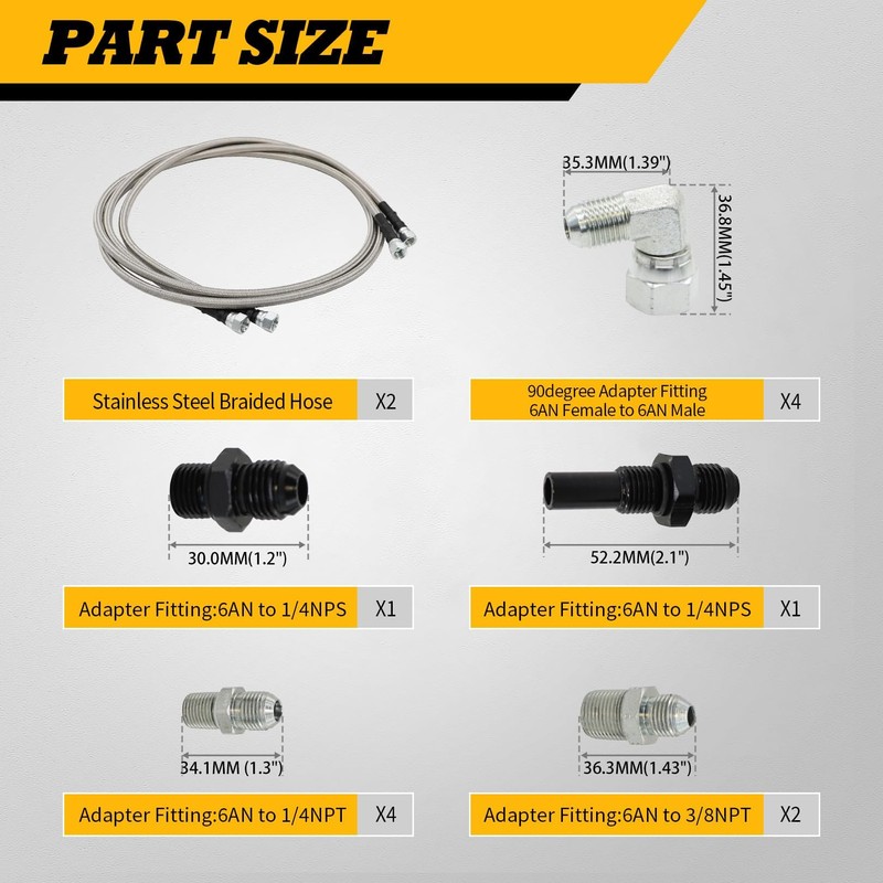 Jecoupoon 6AN 70" Transmission Oil Cooler Hose Line kit Compatible
