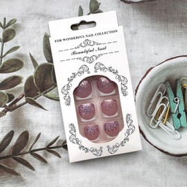 White French Tip Press on Toenails Short Square Fake Toe Nails Glossy Zebra-stripe Pink Glitters Designs Nude Acrylic Toenails Full Cover Glue on Toenails Summer Acrylic False Toe Nails for Women