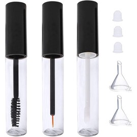 10ml Empty Mascara Tube, Eyeliner Tube and Lip Gloss Tubes, Black Eyelash Cream Container Bottle with Funnels Transfer Pipettes (3pcs)