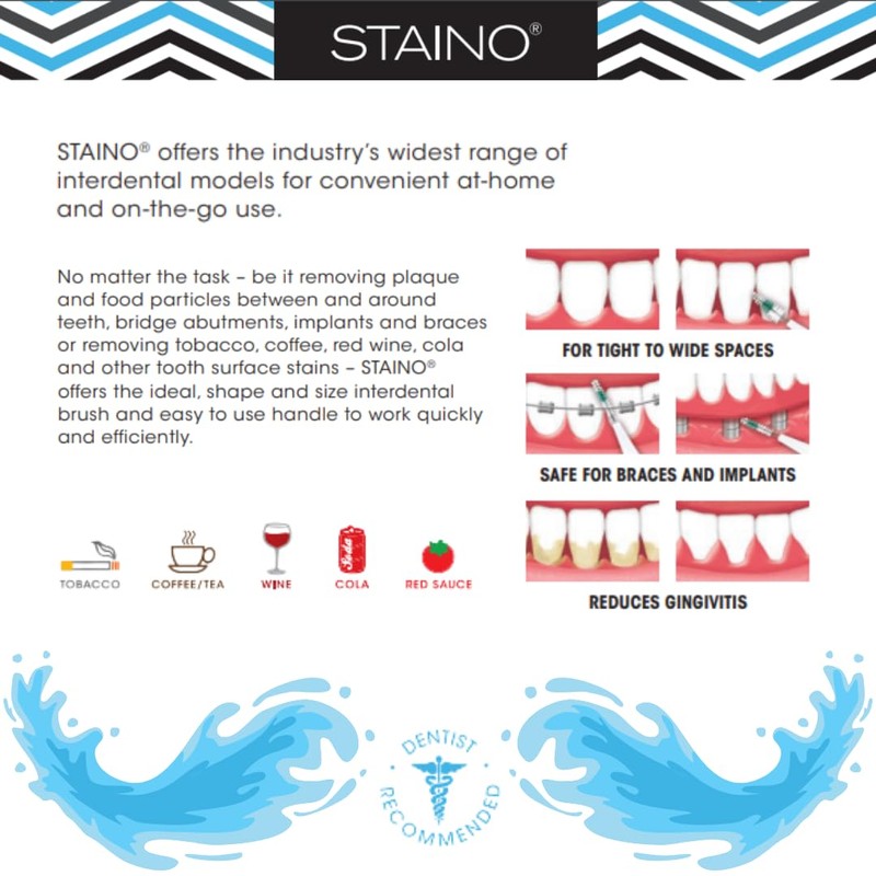Staino Interdental Brush Refills, Large Cylindrical, 72 Brushes/36 Units Per