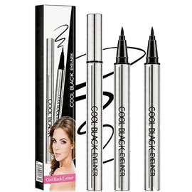 Long-Lasting Eyeliner, 24-Hour Waterproof Smudge-Proof Silky Eyeliner,Cool Black Quick Drying Eye Makeup Pencil,Lightweight,No Flaking & Intense Color (2Pcs)