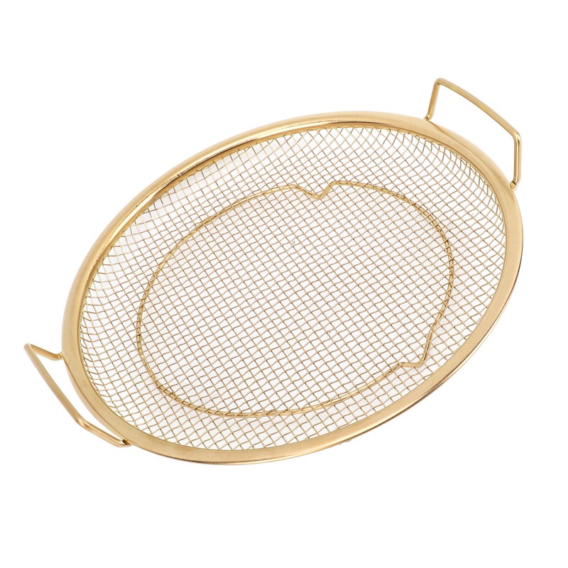 Stainless Steel Fruit Basket Double Handles Metal Mesh Drain Round