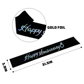 Happy Anniversary Sash,Celebration Wedding Engagement Anniversary Party Decorations - Wedding Anniversary Favors for Husband Wife Gift