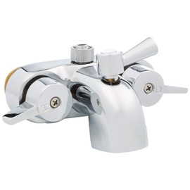 My PlumbingStuff B3100 3 ⅜-Inch Centers Clawfoot Tub Faucet with Ceramic Cartridges & ¼-Turn Ball-Valve Diverter - Diverter Bathcock - Faucet Replacement - Solid-Brass Chrome-Plated - ¾ Male IPS Inlet