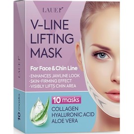 LAUER COSMETIC Mascarilla Hidrogel en V para Mentón con Colágeno, 10 Piezas
