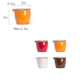 CHOOLD Colorful Mini Ceramic Milk Creamer Jug, Coffee/Milk/Sauce Pitcher 4Pcs