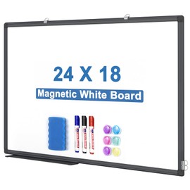 TRIPOLLO Magnetic White Board for Wall, White Board Dry Erase Board Hanging Whiteboard with Aluminum Frame for Office Home (24 x 18 inch Black)
