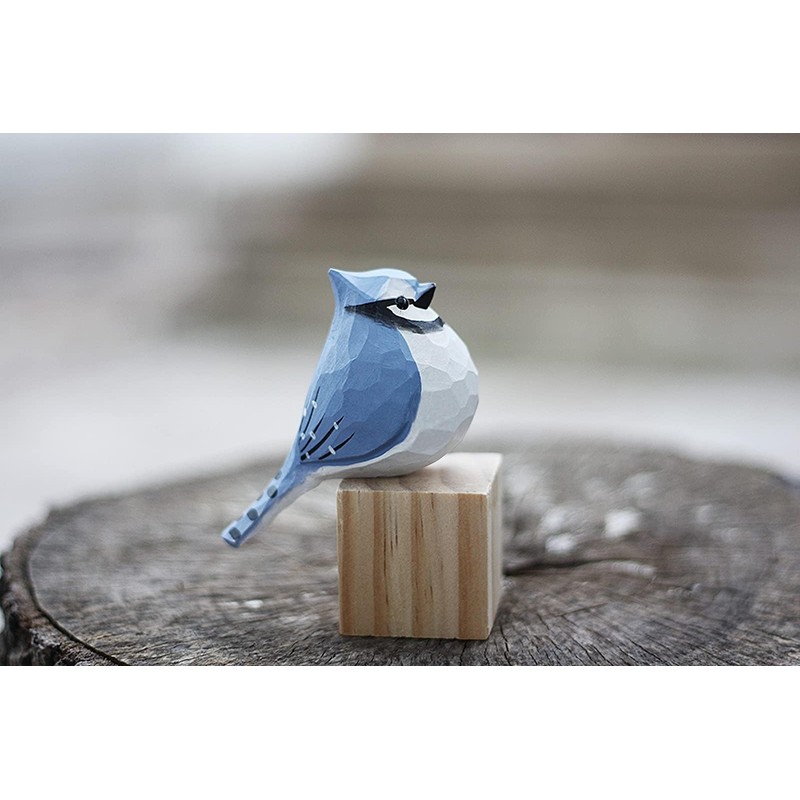 TALKLEK Hand Carved Wooden Bird Figurines, Creative Small Bird Statue