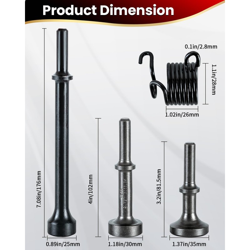 DUPDMKIN 4Pcs Air Hammer Bits Set, Air Hammer Attachments Kit,