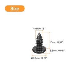sourcing map 4mm x 10mm Phillips Pan Head Self-tapping Screw, 100pcs - 304 Stainless Steel Round Head Wood Screw Full Thread (Black)
