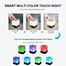 Night Light Bluetooth Speaker, 5 in 1 Touch Control Bedside Lamp Dimmable Multi-Color Changing, Bedroom Alarm Clock, Best Birthday Gift Ideas for 10 11 12 13 14 Year Old Teenage Girls/Boys