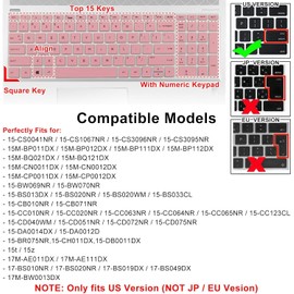 YongMai 2Pcs Silicone Keyboard Cover Skins for 15.6" HP Pavilion Laptops, 15-CD040WM 15-CD051NR 15-CD072NR 15-CD075NR 15-DA0014DX 15-DA0012DX 15-DB0011DX 15-CH011DX 17M-AE (Rainbow+Clear)