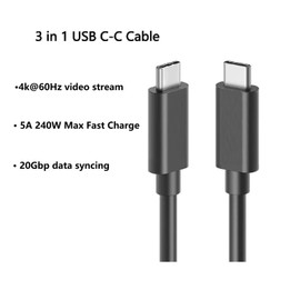 USBC to USBC USB3.2 Cable 4FT, 20Gbps Charging Cable Power Cord Compatible with Data Transfer 8K@40Hz USB C Monitor Cable for Video 240 W PD Fast Charging for Crucial X10 Pro 1TB 2TB 4TB Portable SSD