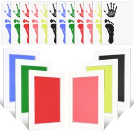 6-Pack Inkless Baby Handprint & Footprint Kit – Safe, Mess-Free Keepsake with 12 Blank Cards (Multi-Color: Black/Blue/Green/Yellow/Pink/Red)
