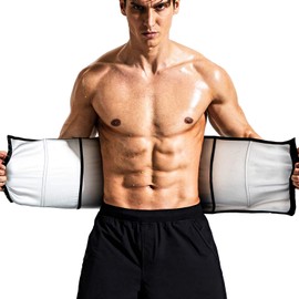 BVVU Waist Trainer Trimmer for Men,Mens Waist Trainer Tummy Control Sweat Wrap Black