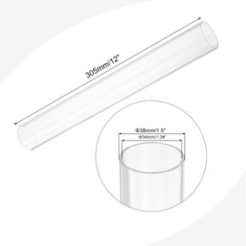 MECCANIXITY Acrylic Pipe Rigid Round Tube Clear 34mm(1.34") ID 38mm(1 1/2") OD 305mm(12") for Lamps and Lanterns,Water Cooling System