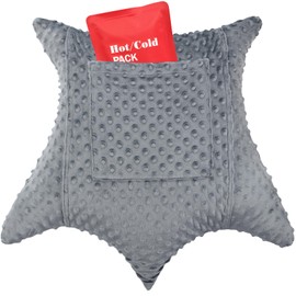 Star Shape Hysterectomy Pillow for Abdominal Surgery with 2 Pockets, Hysterectomy Pillows Must Have Recovery Gift Post Surgical Stomach Tummy Tuck Belly Cushion, Minky Dot Dark Gray