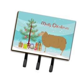 Caroline's Treasures BB9344TH68 East Friesian Sheep Christmas Leash or Key Holder, Teal, Wall Hooks, Key Hooks Holder, Coat Rack Wall Mount, Coat Hooks, Hooks for Hanging Keys, Towels, Aprons, Leashes