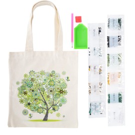 Zerodis DIY Diamond Painting Shopping Bag, Reusable Diamond Painting Shopping Bag, Fabric Leather Shopping Bag (BB001)