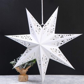 Besportble Paper Star Lampshade, Hollow Stars, White Paper Folding Stars, 45 cm Hanging Lamp Shade, Wedding, Birthday, Christmas, Party, Festival, Hanging Christmas Decoration, Style A
