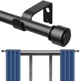 Curtain Rods 120-180 Inch, 190-inch Rod, Adjustable Length Heavy Duty Modern Finials Diameter 7/8 inch,15 ft, Black