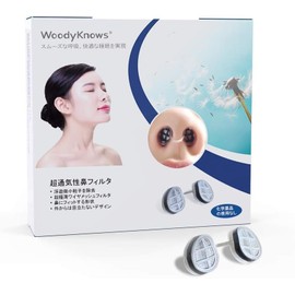 WoodyKnows 超通気性鼻フィルタ、季節性アレルギーおよびほこりアレルギーの緩和 (丸形、S+M+L、3個入)