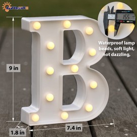 LED Marquee Letters Lights Sign-B, HXWEIYE Led Letters Lights 26 Alphabet, Light Up Number 0-9 Letters Sign for Party Home Birthday Anniversary Battery Powered Lighted Letters(Warm White)