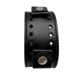 Nemesis Black ane Black stitch leather cuff watch band 10.5 inches x 1.5 inches