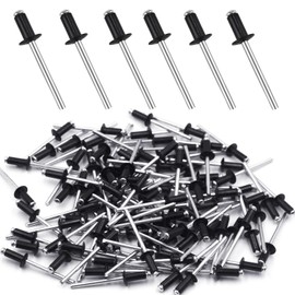 Blind Rivets Aluminium Rivets Pop Rivets Set 4.8 mm x 10 mm Blind Rivets Assortment Large Head Black Pop Rivets Pack of 100 Rivets Anthracite Dome Rivet for Rivet Tool Blind Rivet Pliers (4.8 mm x 10