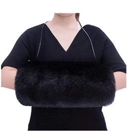 Faux Fur Hand Warmers for Women Warm Faux Fur Mittens Wrist Snow Camping Hand Warmer Gloves Cold Weather Hand Warmer Cold Arm Warmer Women Hand Muff Black 90, black, 90