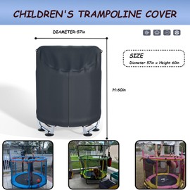 XCZ trampoline cover, outdoor jumping bed cover, suitable for 55 inch round children's trampoline with fence, full coverage. Black