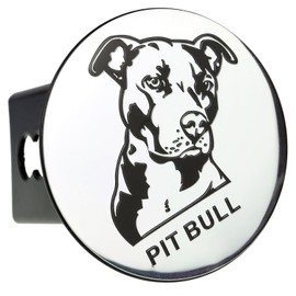 eVerHITCH Pit Bull Dog Metal Embossed Chrome Emblem on Metal Trailer Hitch Cover (Fits 2" Receivers, Pit Bull Chrome)
