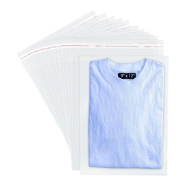 Ksmxos 100PCS Cellophane Bags,Clear Poly Bags,Packaging Bags,T Shirt Bags,Resealable Bags,Clear Plastic Bags for Packaging Clothing,Shirts,Decorative Wrappers,Party Favors,Artwork (9x12 Inches)