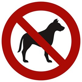 Pack of 5 Dog Prohibited Stickers 9.5 cm