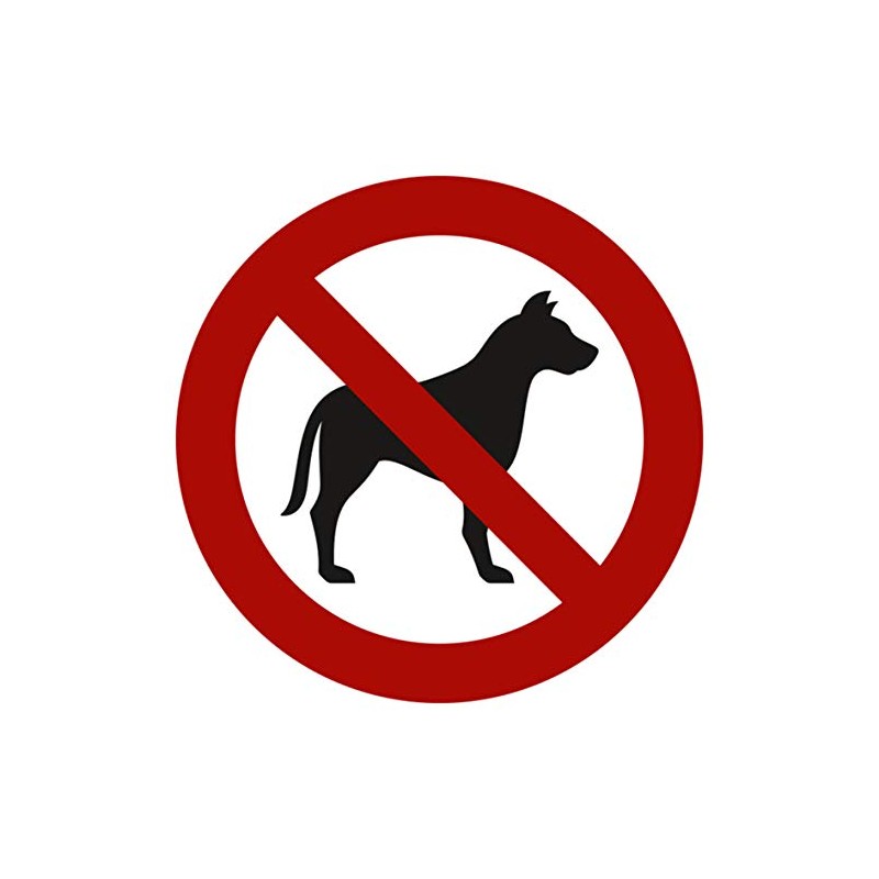 Pack of 5 Dog Prohibited Stickers 9.5 cm