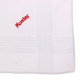Octave® Mens White 100% Cotton Days Of The Week Handkerchiefs Gift Boxed 7 Pack [Size One Size, Colour White With Days Of The Week Embroidery]