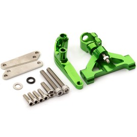 PROCNC Motorcycle CNC Aluminum Steering Damper Stabilizer Mounting Bracket Kit Fit for Kawasak.i Ninj.a ZZR1400 ZX14 2006-2012 Ninj.a ZX14R ZZR1400 2006-2020 (Green+Green)