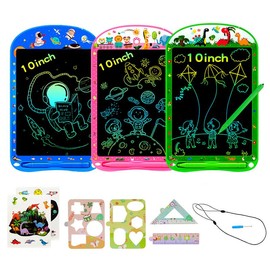 Type-C Rechargeable LCD Writing & Doodle Tablet for Kids - 10 Inch with Dino Sounds, Ideal Enrichment Toy for Ages 2-6, Perfect Birthday Gift - Color: Basic style, random pink, blue, green