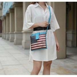 MKF Collection Patriotic Crossbody Bag for Women, American Flag Vegan Leather Usa Shoulder Bag Purse By Mia K