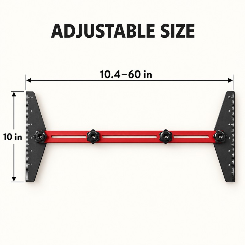 Adjustable Stair Tread Template Tool, 10.2–60 Inch Aluminum Measuring Jig