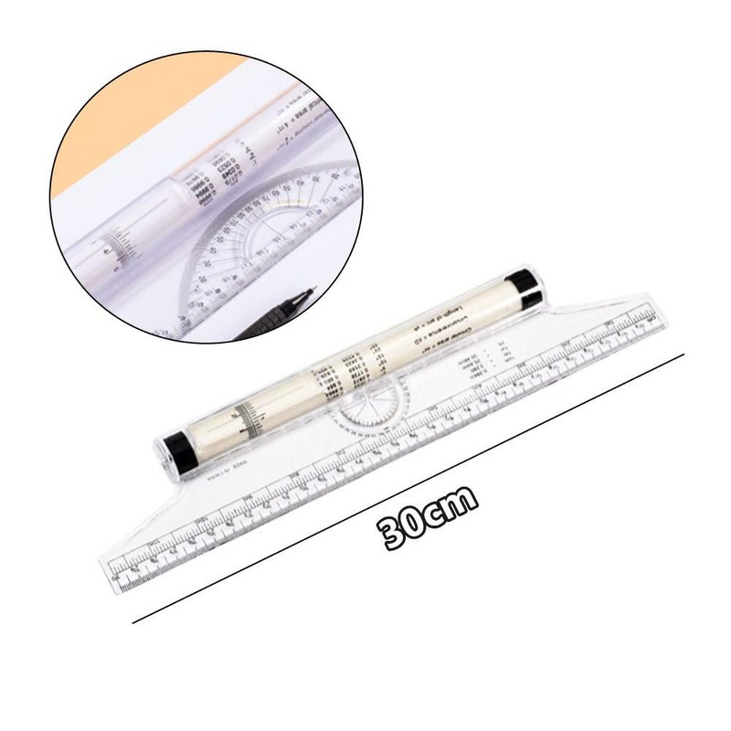 PENKOHOME 2 Pack 12 Inch Rolling Ruler Multipurpose Drawing Parallel