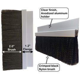 JaCor Heavy-Duty 2 in. Nylon Brush Seal Weatherproofing, 2.0 in. Brush Seal x 1.2 in. Straight Holder x 8 ft Long