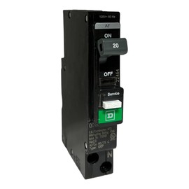 QO120PAF Mini Circuit Breaker, QO, 20A, 1 Pole, 120VAC, 10kA, Combo arc Fault, Plug on Neutral, Plug in Mount, UL Listed