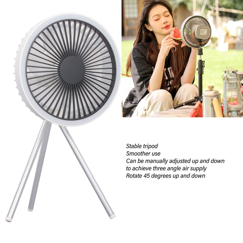 Tripod Desk Fan with Light USB Rechargeable Battery Operated 3