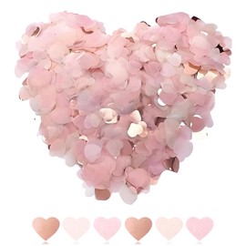 6000 Pieces Heart Shaped Biodegradable Confetti Wedding Confetti Biodegradable for Weddings Valentines Anniversaries-Eco-Friendly Paper Hearts Hen Party Table Decoration (Gold Pink)