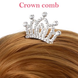 4 Pcs Mini Tiara Crown Hair Clips, Medium Hair Clips Combs for Little Girls, Cute Tiaras Small Rhinestone Tiara Clip, Mini Tiara Crowns for Little Girls Kids Party Headdress (Style A)