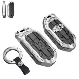 Zinc Alloy Key Fob Cover Case Protector for kia, Keychain, Accessories Compatible with Kia Telluride, Sorento, K5 GT-Line 5 Buttons Key Fob (Silver)