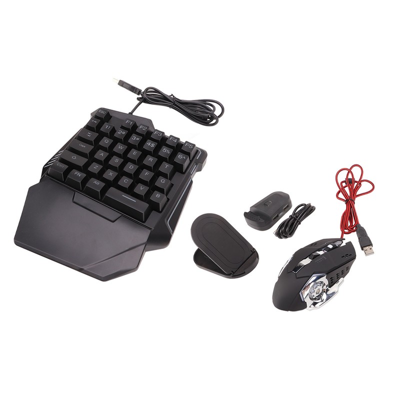 One Handed Gaming Keyboard Mouse Converter Wired 35 Keys Backlit