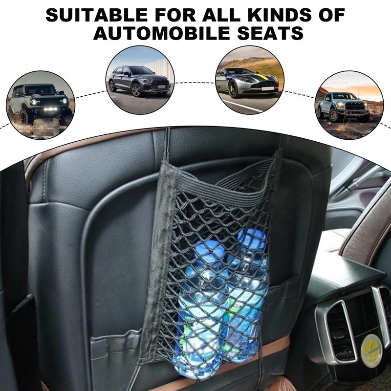 JUSTTOP 2-Layer Car Mesh Organizer, Auto Backseat Pet Kids Barrier